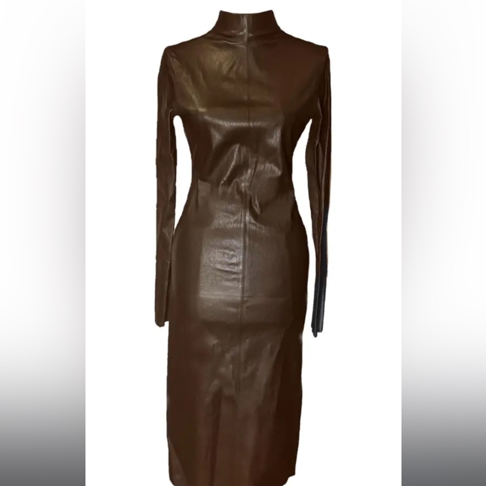 Bottega Veneta Brown Midi Leather Dress - Sz 42 (US 6)